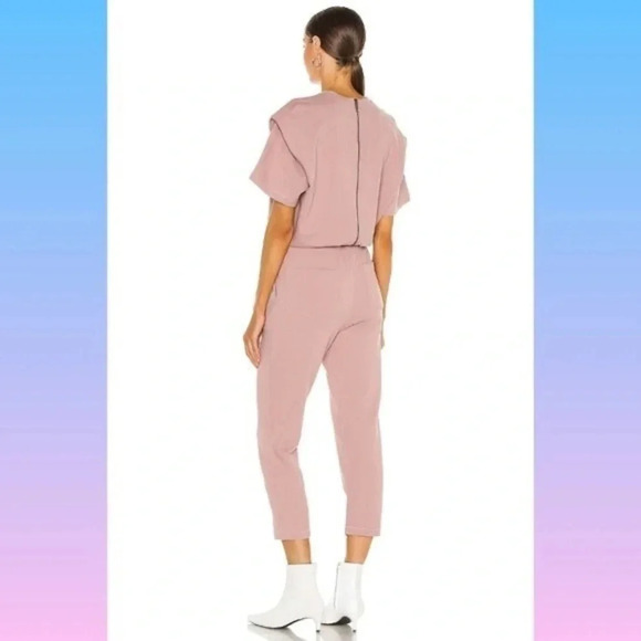 Pistola Clarisse French Terry Shoulder Pleat Jumpsuit in Cameo Pink, size XS - Picture 3 of 14
